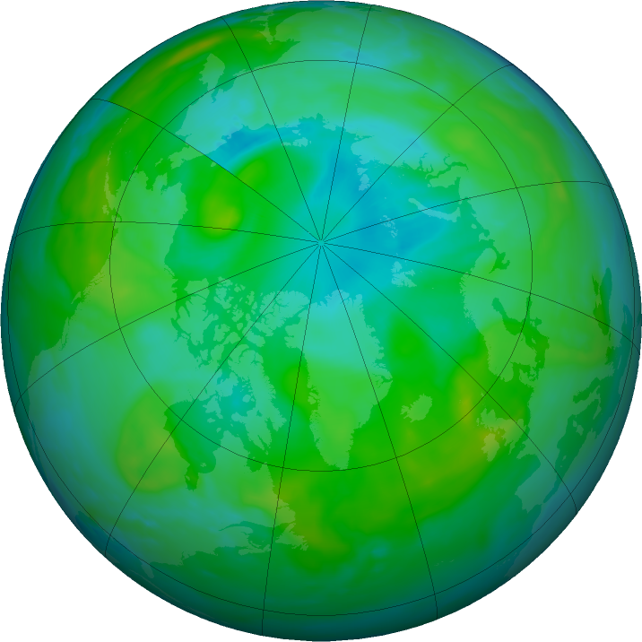 Arctic ozone map for 27 July 2020